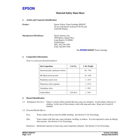 Toner alta capacità 0187 Epson giallo  C13S050187